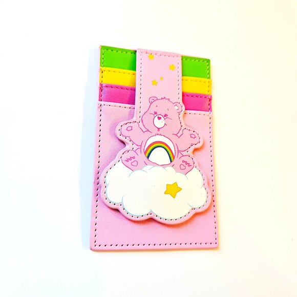 Care Bears Wallet Pink Cheer Bear Rainbow Cloud Card Holder Snap Closure Gift - Picture 1 of 3
